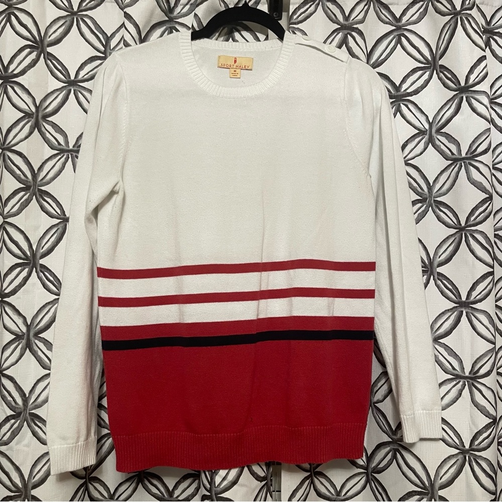 Sport Haley Red and White Crew Neck Sweater
